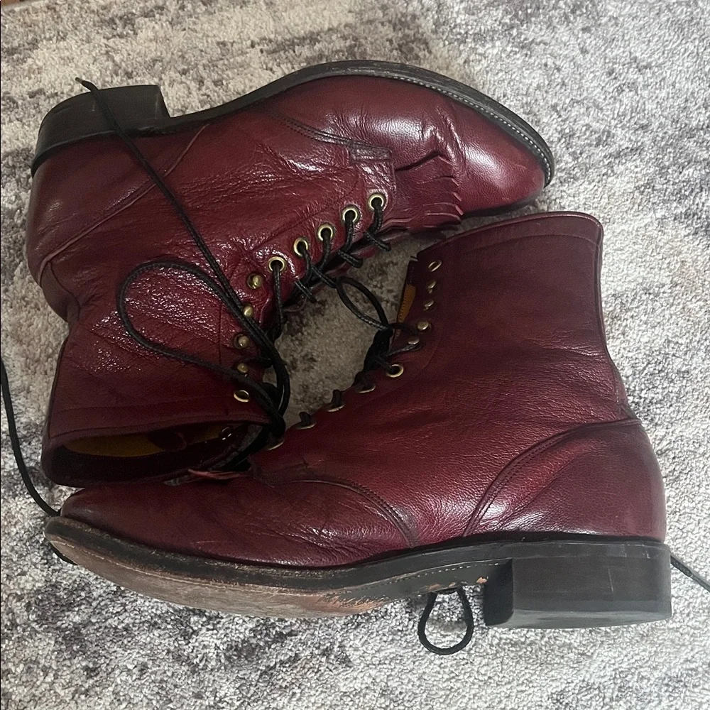 Vintage Olathe lace up Men's Burgundy Leather Boots